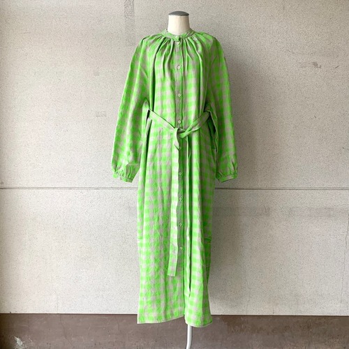 【HENRIK VIBSKOV】  Leaf Dress / Spring Green Checks/No.7-A