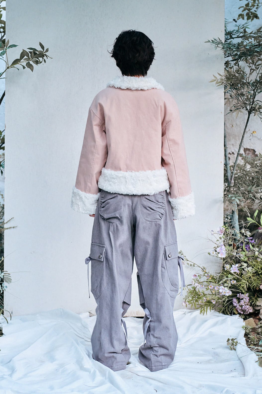 12/20発送 [hug your skin] Shearing fur jacket (Ash pink