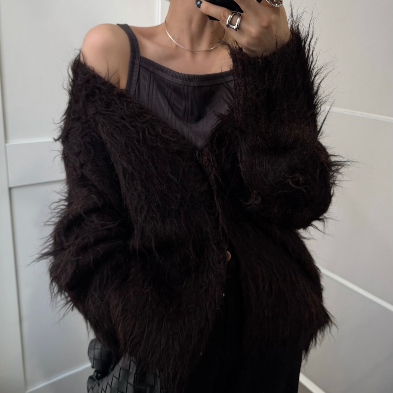 【受注予約:11月上旬入荷予定】シャギーオーバーニットCD/ダークブラウン