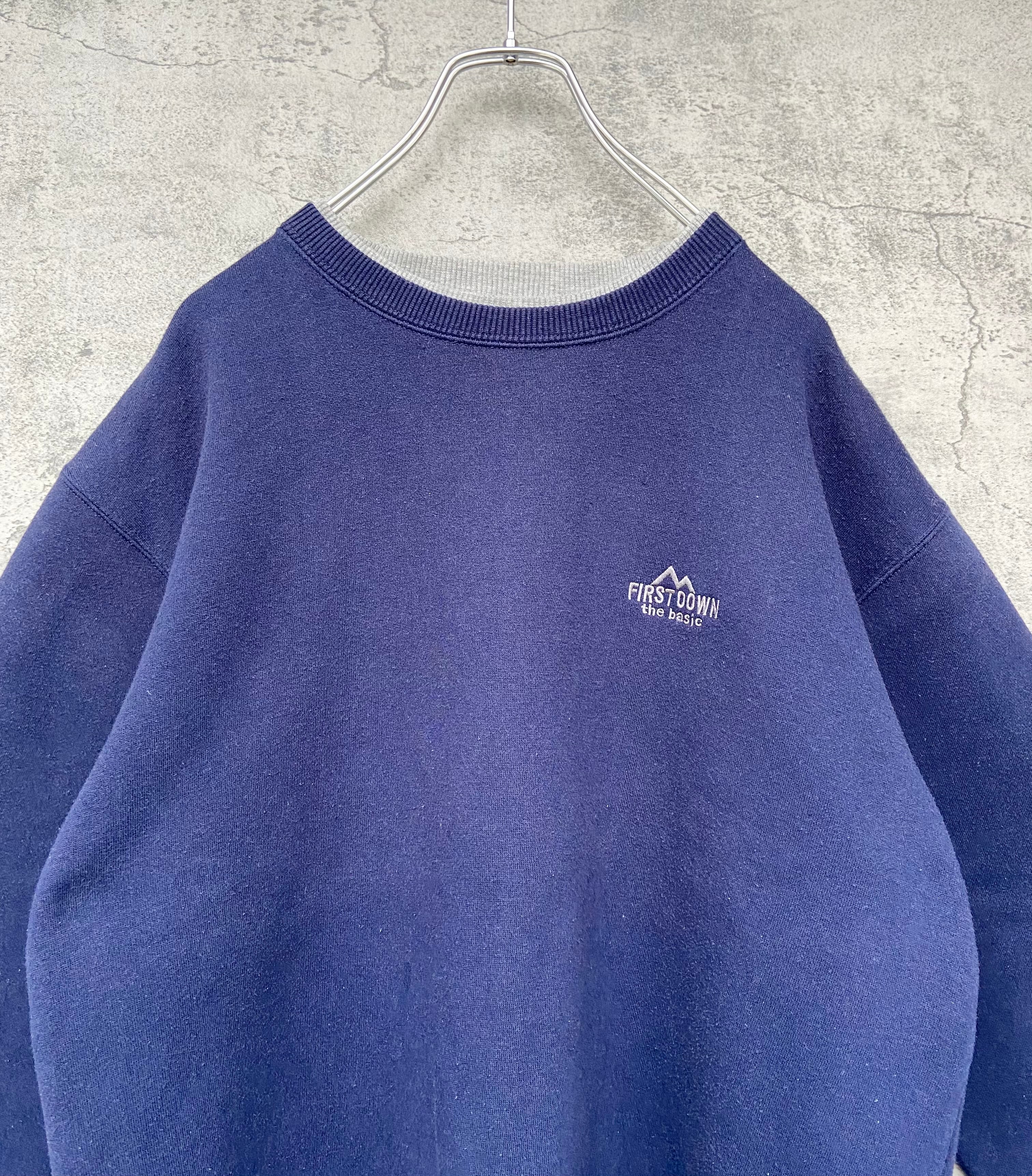 90s FIRST DOWN ファーストダウン 紺 刺繍スウェット