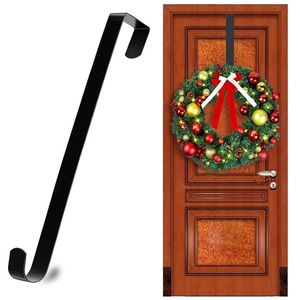 【人気】クリスマスリースフック 花輪ハンガー 玄関用 S字フック お正月 飾り リース ドアフック ドア吊り 花輪 ドア掛け用 金属 取り付け簡単 工具不要 省スペース 帽子掛け 服 帽子 ネクタイタオル 傘 バッグ 小物等を掛ける (ブラック)