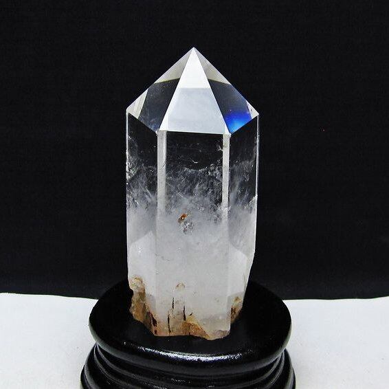 水晶 六角柱 水晶 ポイント 原石 置物 台座付属 一点物 152-4624