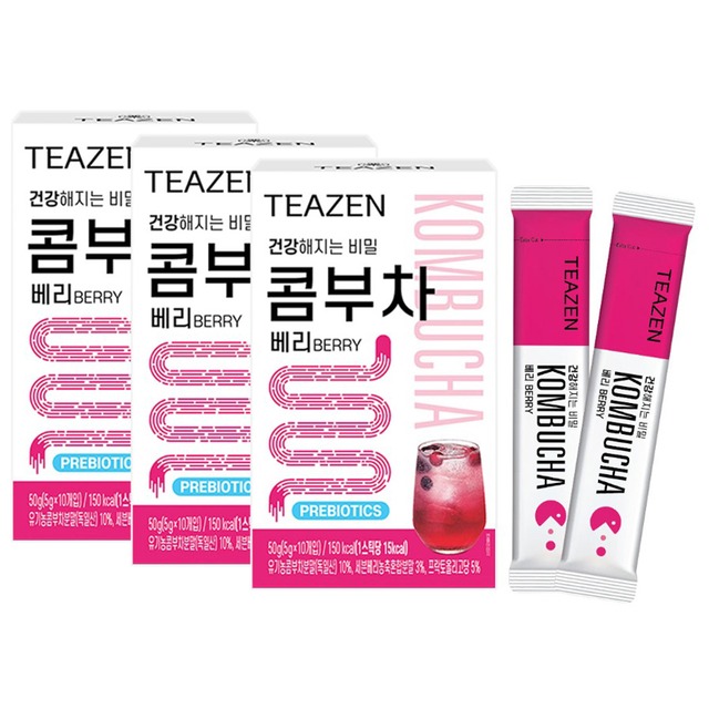 TEAZEN コンブチャ ベリー 3箱（30包）【ティーゼン】【KOMBUCHA】【健康茶】【健康ドリンク】【粉末スティック】【BTS】【ジョングク】【オルチャン】