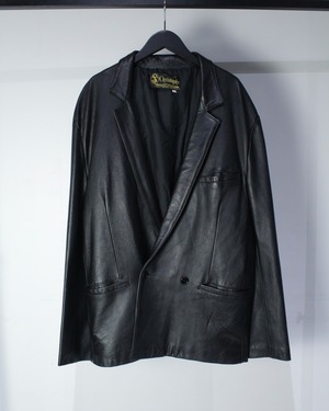 【Caka BLACK】Double Breasted Vintage Loose Leather Tailored Jacket