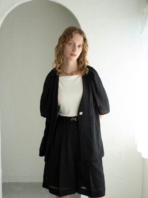 SANDY（サンディ）リネンライクメッシュジャケット　B/BLACK