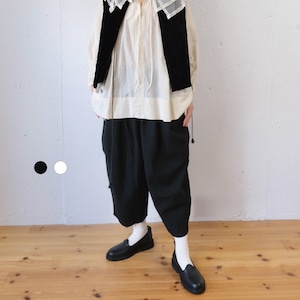 ROBE de PEAU(ローブデポー) WOOL/COTTON CAMILLE TUCK PANTS ウールコットン タックパンツ