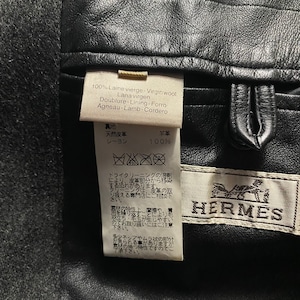 HERMES wool coat leather lining