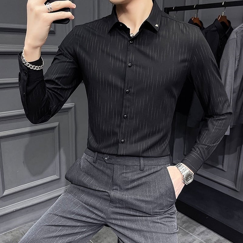 ピンストライプ スリムフィットシャツ 3カラー LB0184