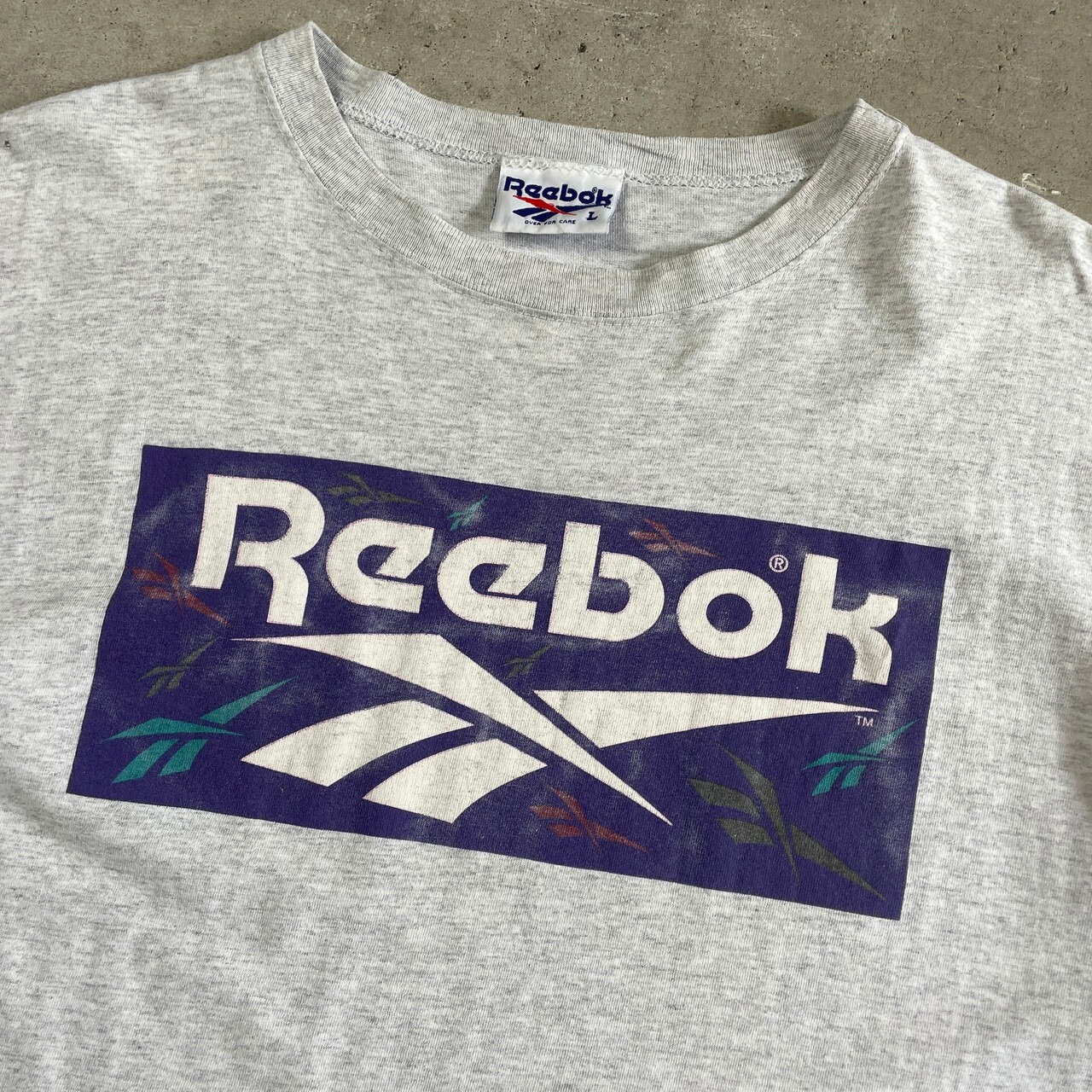 90年代 USA製 Reebok リーボック ビッグロゴ プリント Tシャツ メンズL 