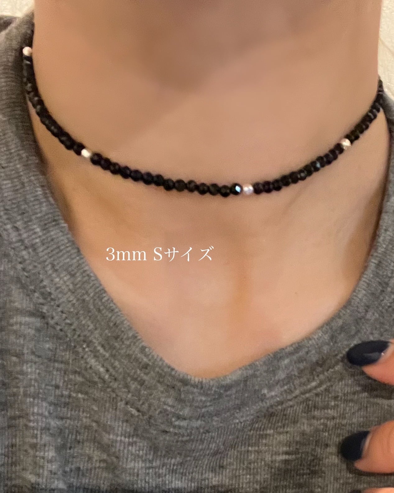 S925 Black Spinel necklace (N242) | onesea