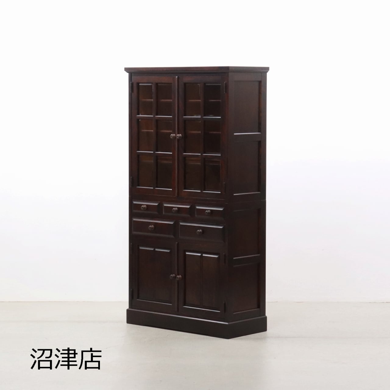 【沼津店】北海道民芸家具 樺材 食器棚 飾り棚 書庫 書棚 キャビネット 収納 RCT10078