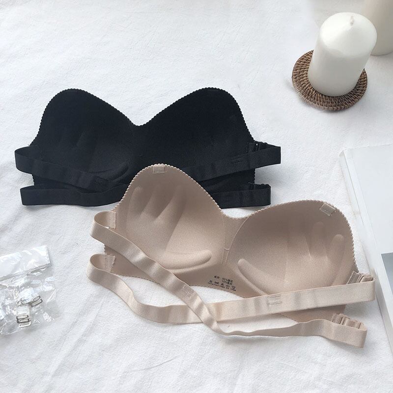 2020年夏の新しいセクシーなギャザーシームレスチューブトップ下着無地ワイルドブラストラップレス見えないブラ女性 YY-ファッション29930471573