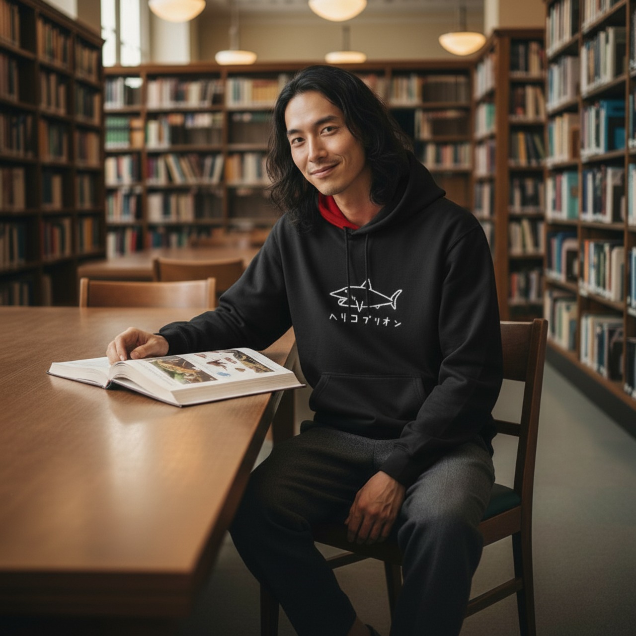 ヘリコプリオン-プルオーバーパーカー(ブラック/レッド) - 1