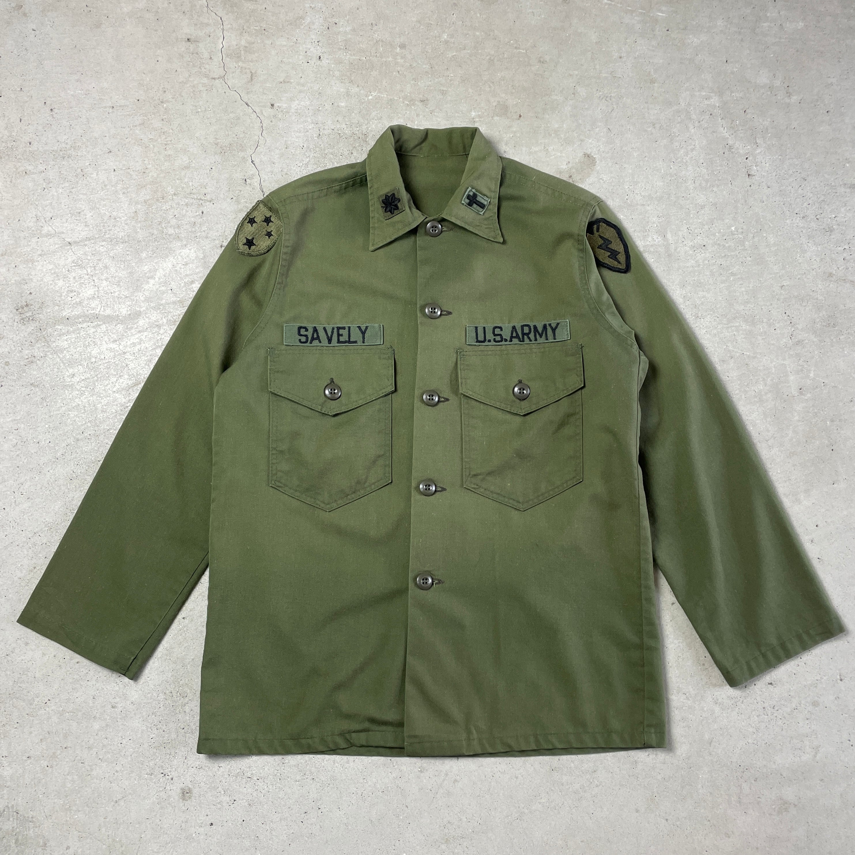 70年代〜 U.S.ARMY 米軍実品 ユーティリティシャツ メンズM相当 古着