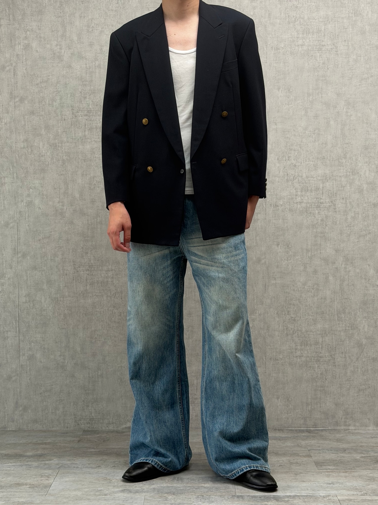 Washed Blue Wide Flare Denim