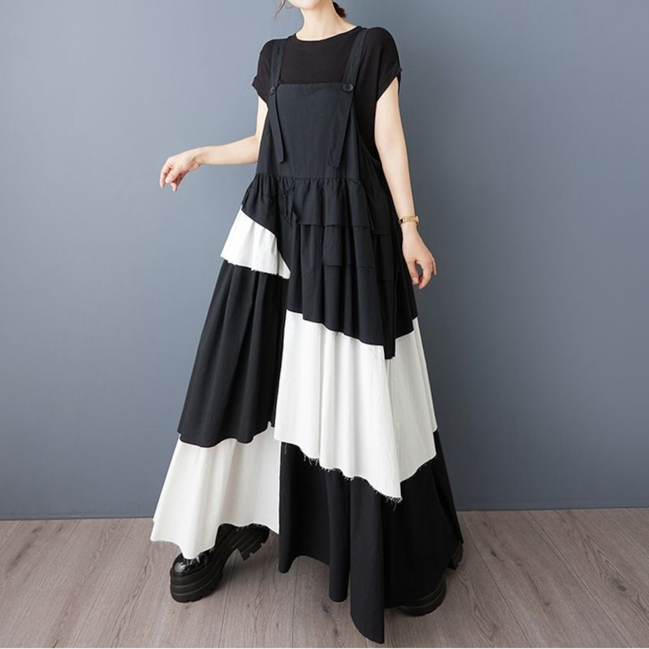 カットオフティアード サスペンダースカート 00172