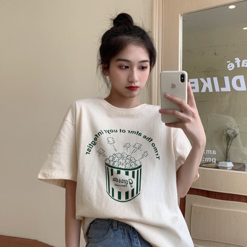 Tシャツ シャツ サマーレッドルーズトップス 夏物 試着室91878189905