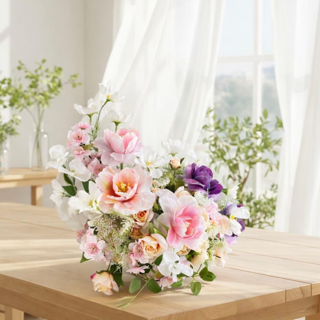 光触媒】春を彩るチューリップと桜の花々 〜陶器に咲く贅沢なフラワー