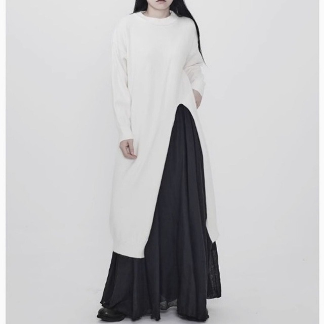 Side slit knit long dress【2color】 C0840