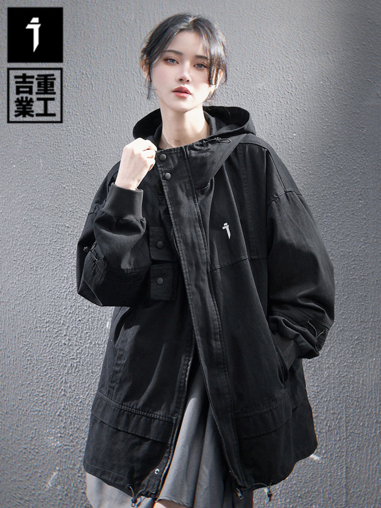 JIYEIND 25SS タクティカルパッチワークフード付きジャケット