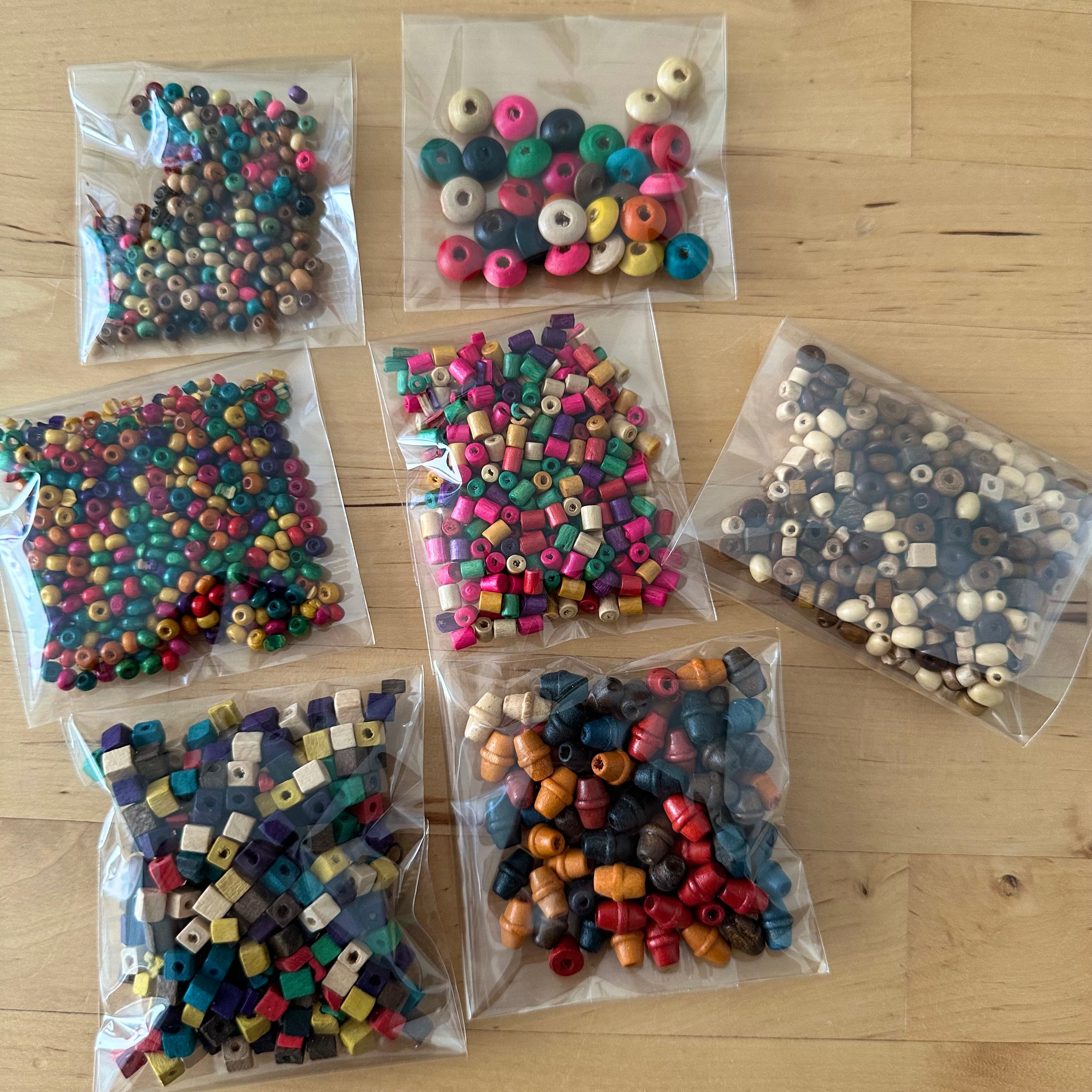【素材フリマ(A-4)】ウッドビーズ7袋セット