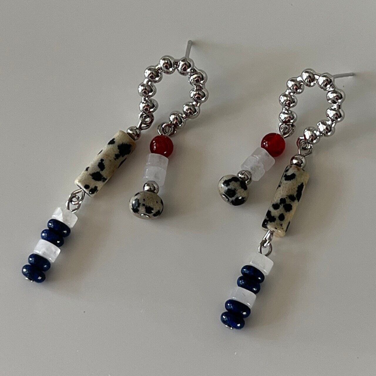 HEYJILL手作りの天然メノウイヤリング