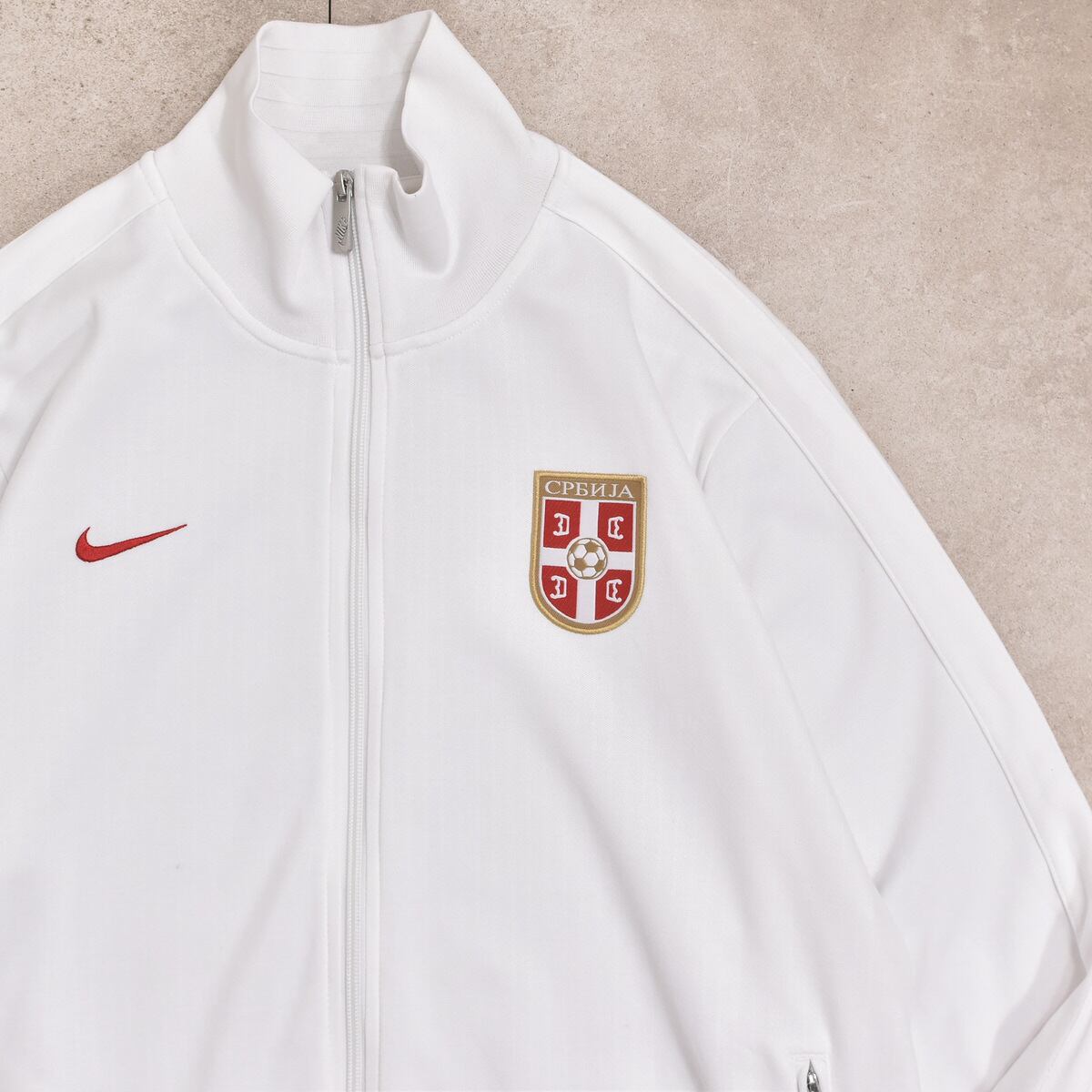 00s~ NIKE ナイキ セルビア代表 エンブレム ロゴ刺繍 アウェイ ジャージ トラックジャケット サッカー フットボール メンズXLサイズ