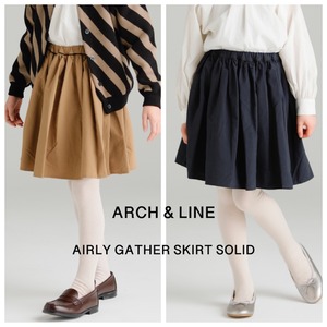 【 即納 】 ARCH&LINE AIRLY GATHER SKIRT SOLID 秋冬 新作 スカート ギャザースカート フレア フレアスカート オケージョン フォーマル 結婚式 入学式 卒業式 受験 面接 ショート丈 ひざ丈 子供服 子供 キッズ 女の子 小学生 春夏 秋冬 春 夏 秋 冬 おすすめ プレゼント 贈り物 ギフト アーチ＆ライン アーチアンドライン