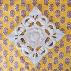 ブロックプリント生地【50cm単位】インド綿 小花柄 黄色×グレージュ #16726-YL2