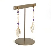 女性らしい色合いの 揺れ感が魅力的！在庫限り ダイヤモンド シェイプ パール & アメシスト ピアス sl3_8_20200709pp01