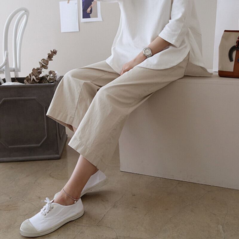 【新作】【送料無料】 3122＃ワイドレッグルースリネンマタニティパンツ伸縮性ウエストベリーパンツ服妊婦妊娠ショート エラスティック ワイドパンツ AL expec332761133890