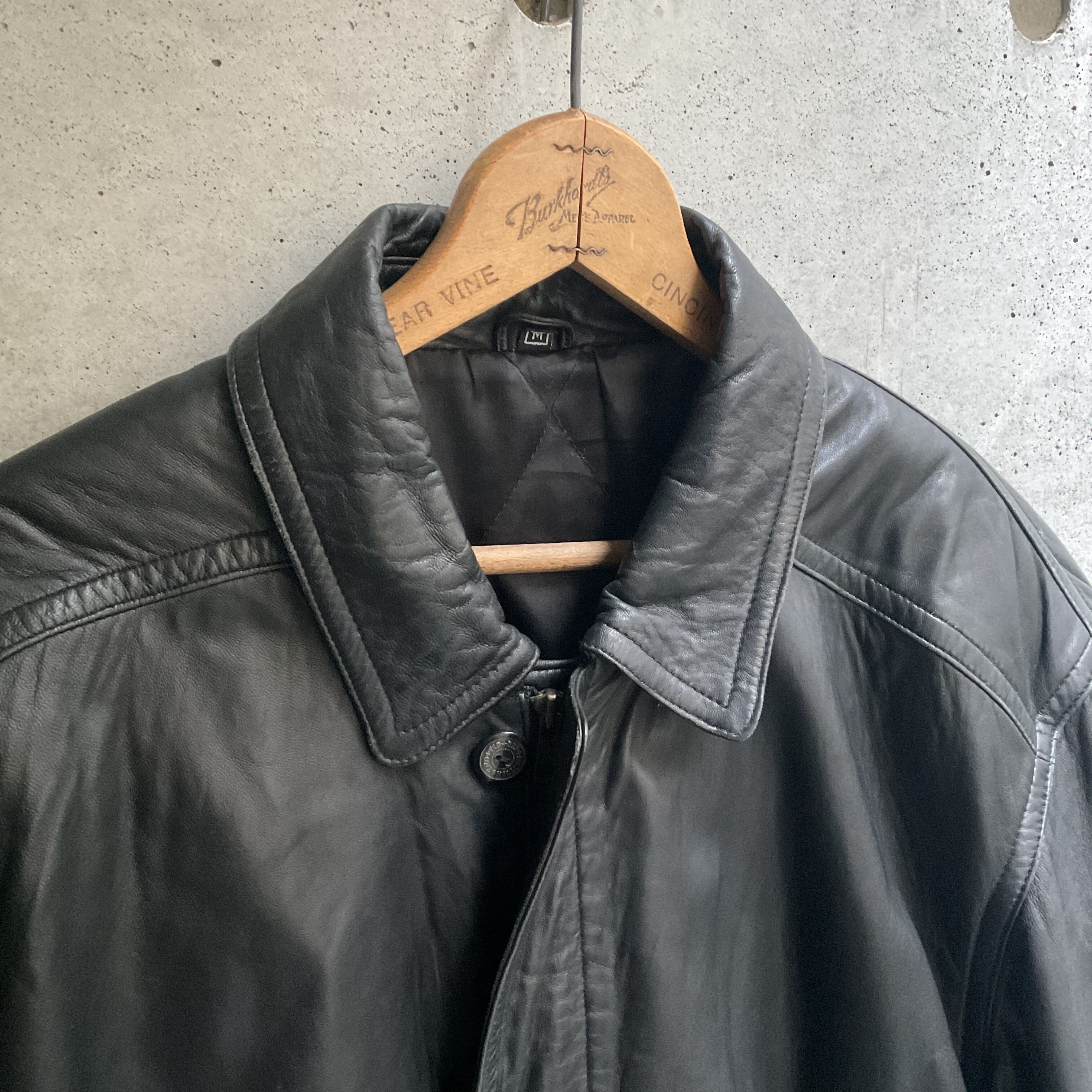 ECHTES LEDER Basic Black Leather Jacket | 古着屋 FRONT