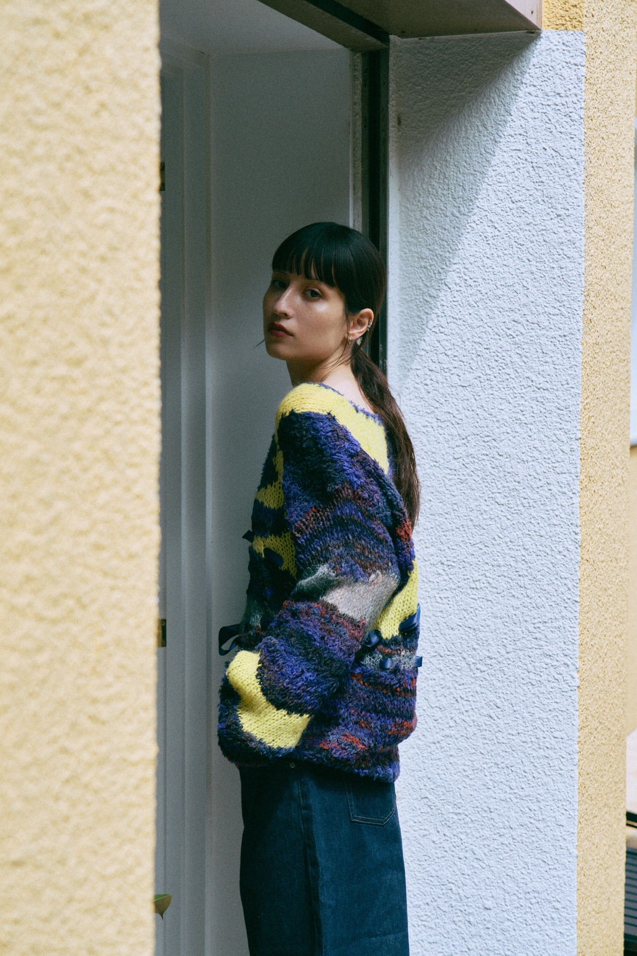 Gradient Mix Hand Intarsia Pullover Knit