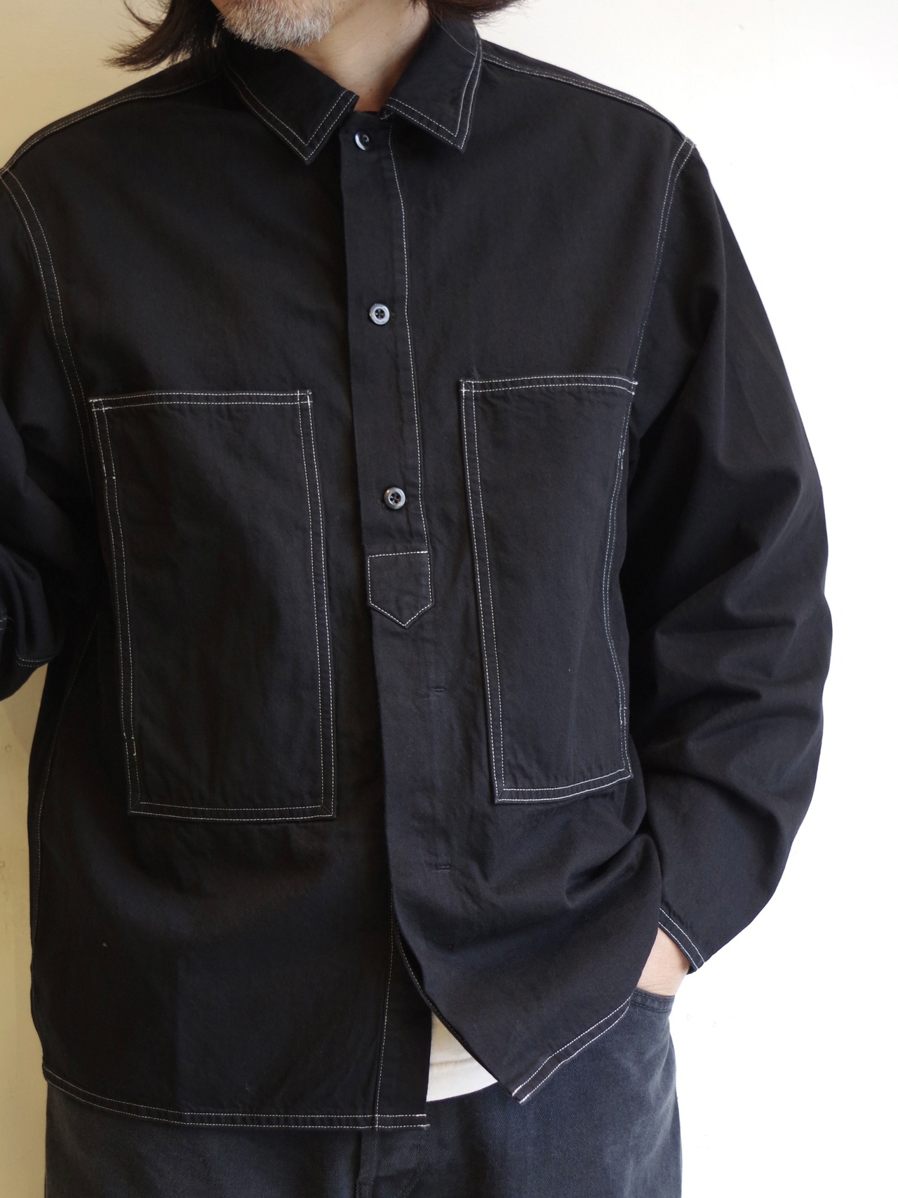 HATSKI  Faux Pullover Denim Shirt