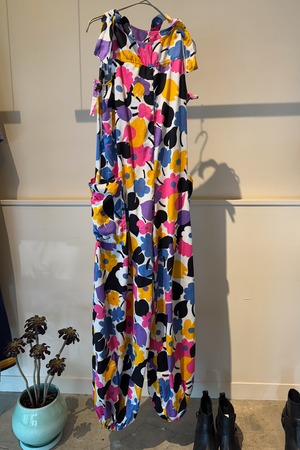 【送料無料】80's Scandinavian floral textured jumpsuit