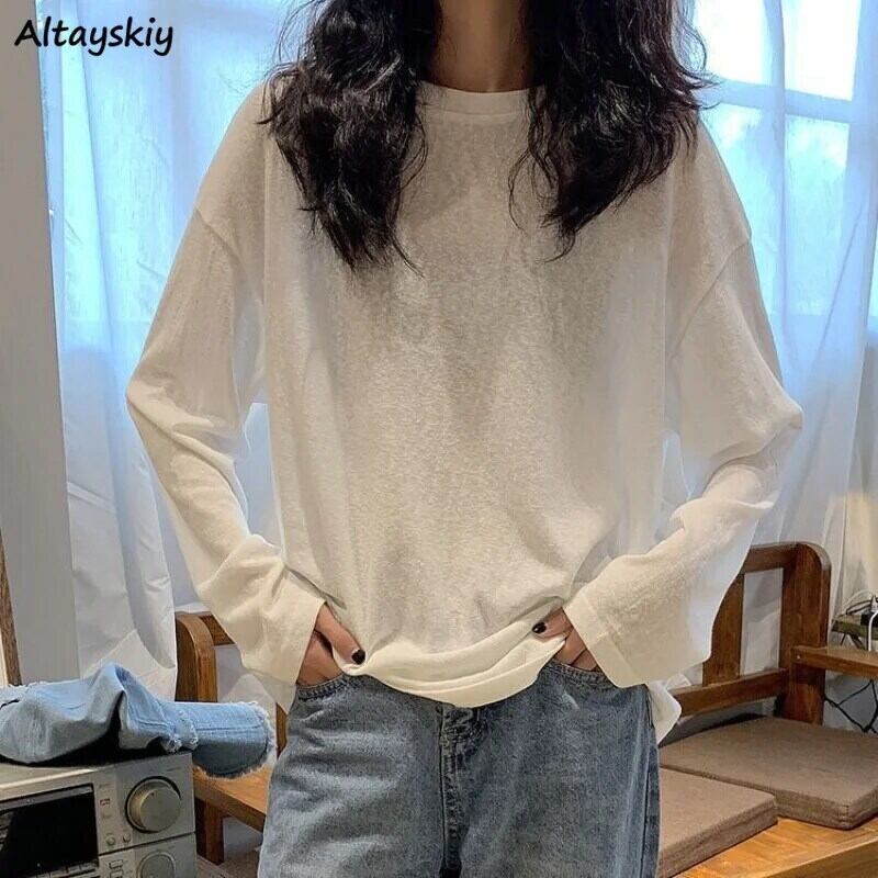 【新作】【送料無料】 日焼け防止 Tシャツ女性だぶだぶの薄い純粋なトップス長袖オル学生オールマッチカジュアルシンプルなストリートユニセックス人格 0311397519059