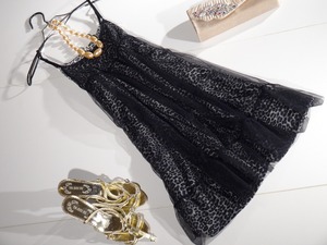 ★11号☆シックなレオパ－ド柄メッシュのワンピ(OPN7668)