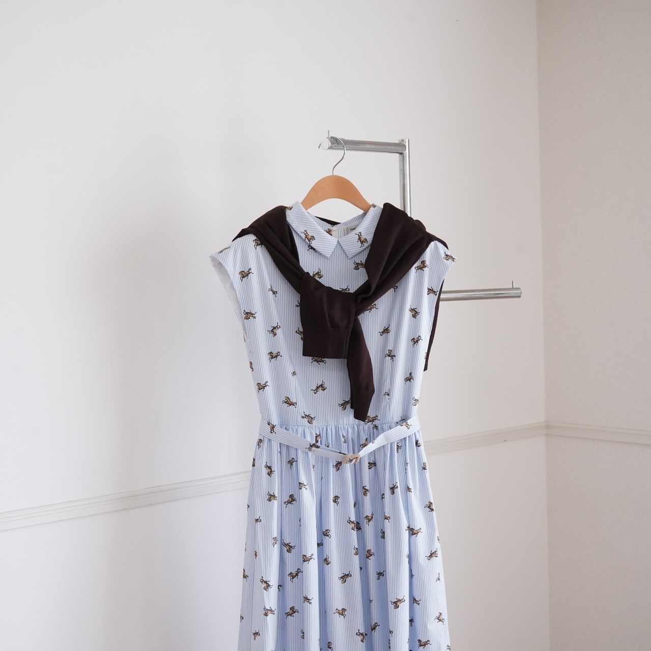 オーダーは8/2まで】Stripe and Horse collared dress ストライプと馬 