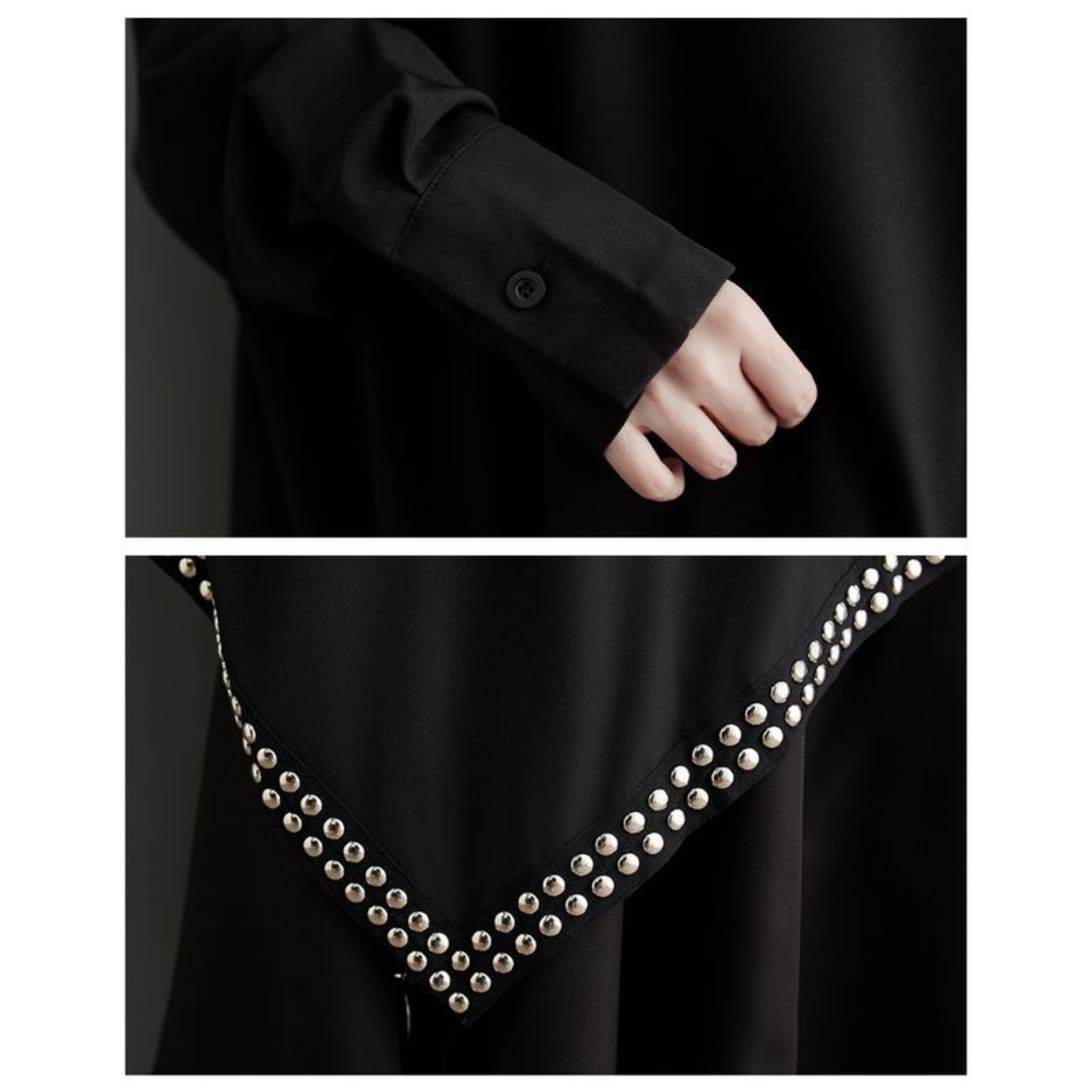 スタッズ装飾 アシンメトリー シャツ  00084