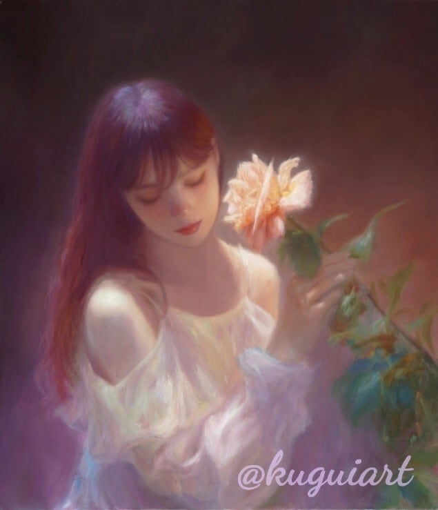 油彩画 風に乗って | kuguiart