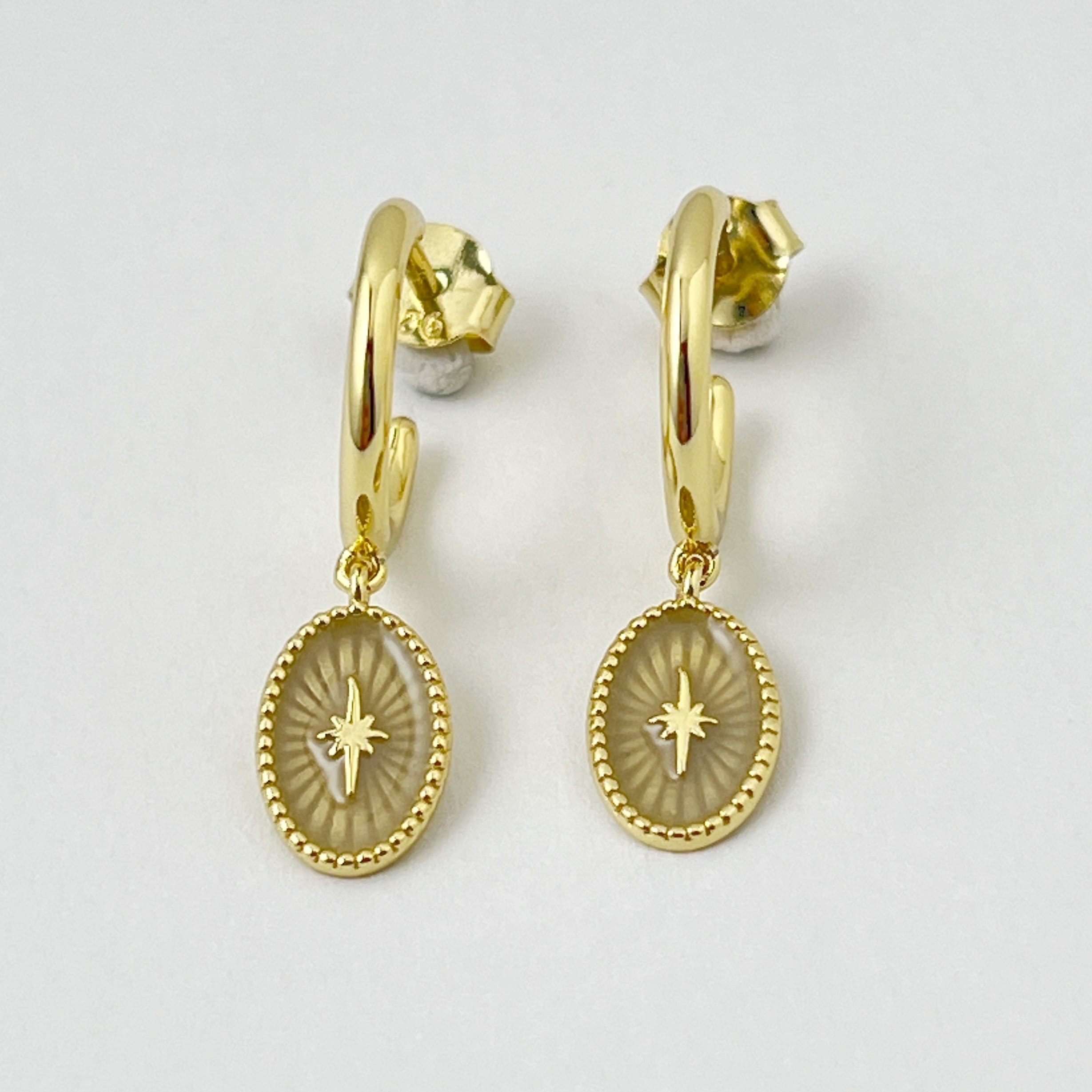 Gold Coating エナメルスター スタッドフープ ピアス