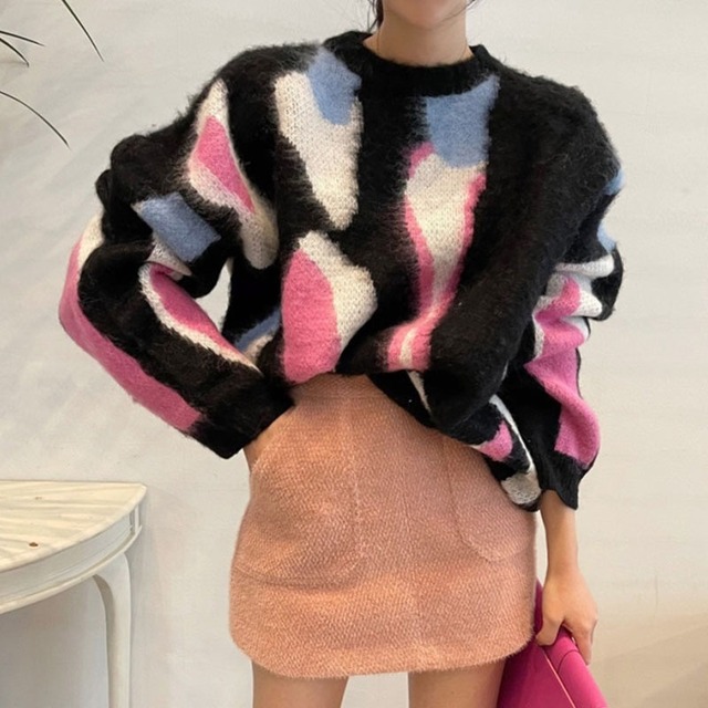 モヘアカラフルニット