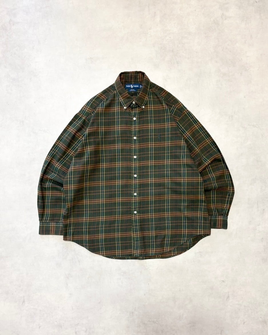 【VINTAGE】1990’s “Ralph Lauren” Light Flannel Plaid BLAKE Button Down Shirt