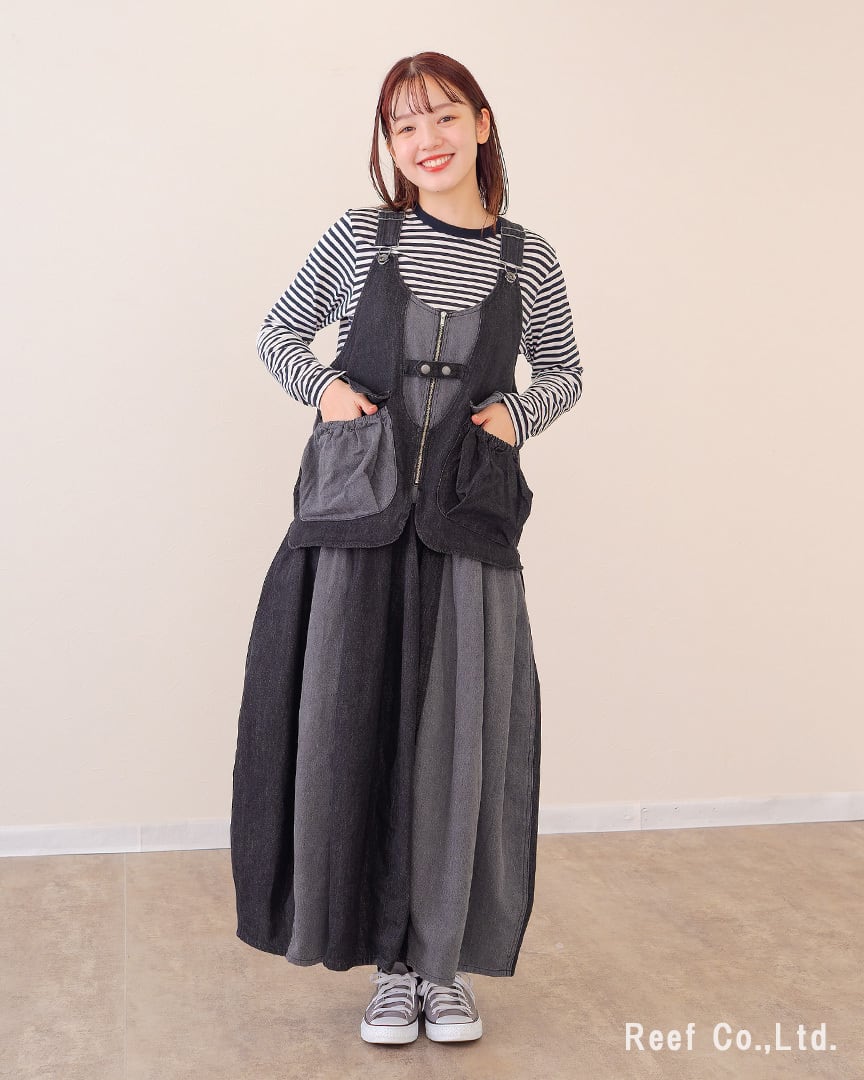 Reef's popular items】レイヤード風切替バルーンデニムジャンスカ ST