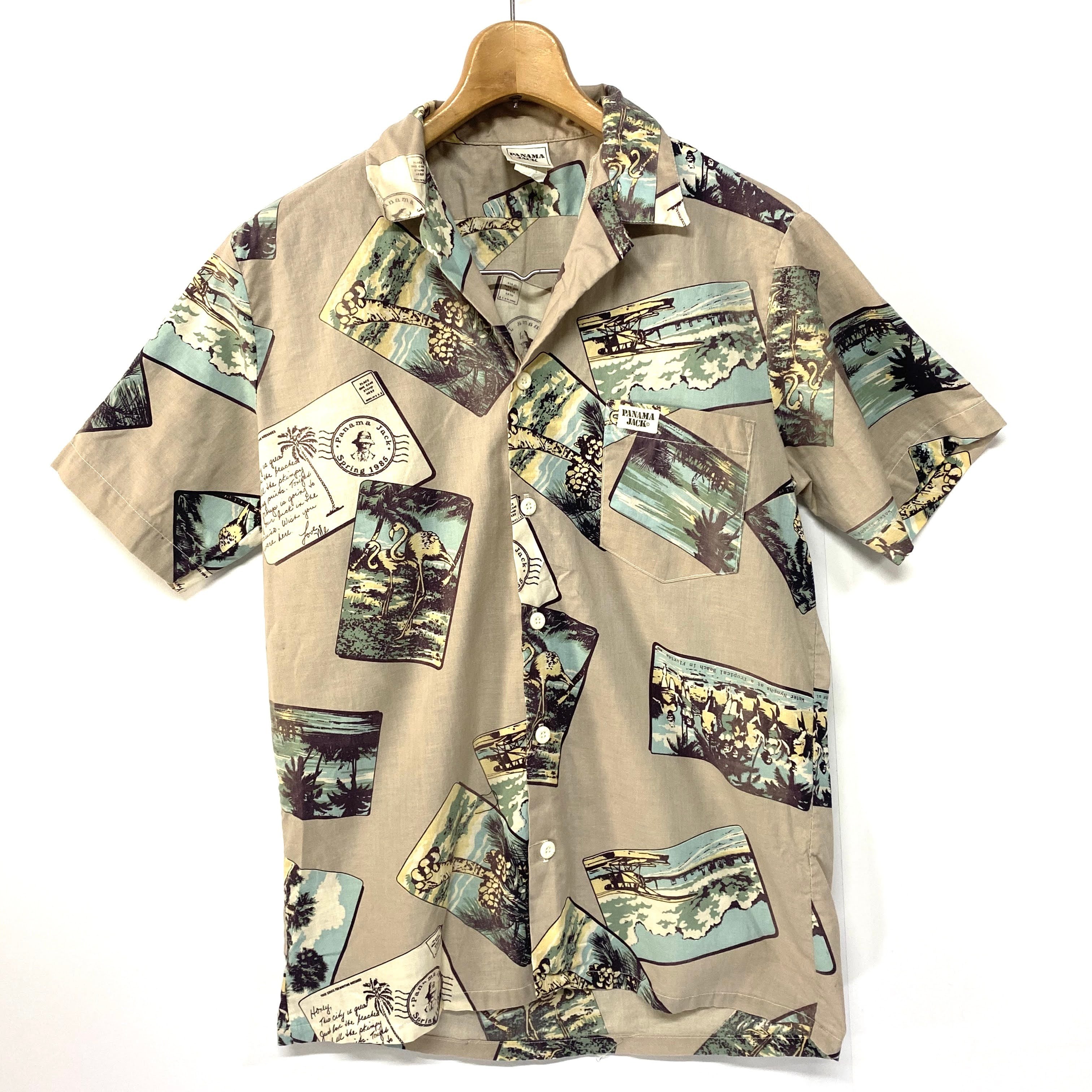 80年代 USA製 PANAMA JACK パナマジャック 半袖 アロハシャツ 総柄