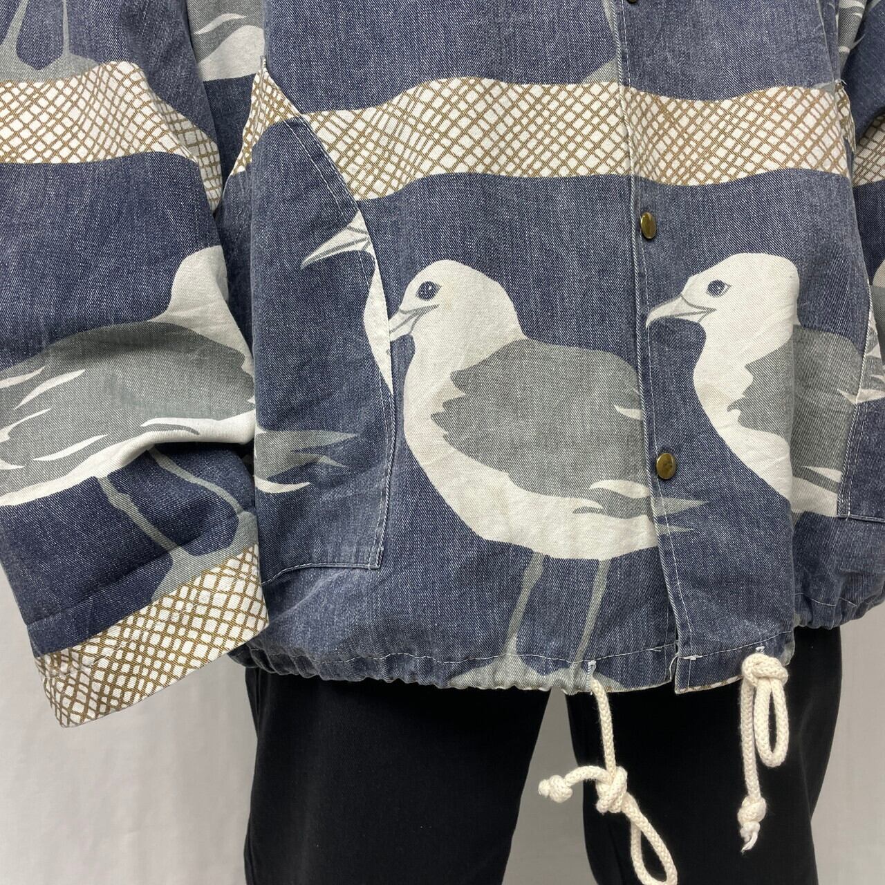 90年代 MICHIGAN RAG CO ミシガンラグ カモメ柄 総柄 コットンパーカー