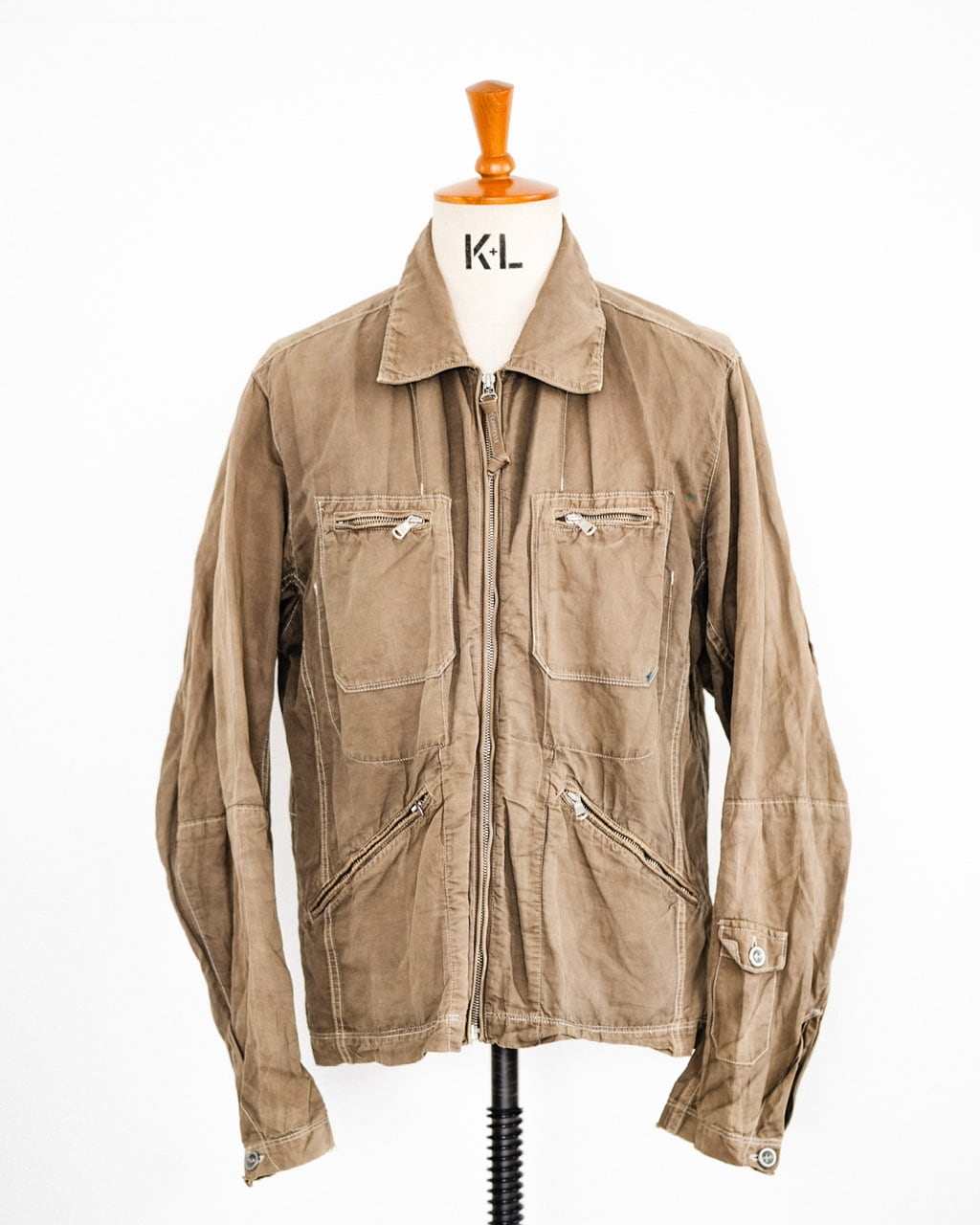 07SS] “C.P.COMPANY” Garment-dyed LINO-FLAX COTTON METAL Multi Zip 