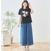 TRUBE レースハートラインストーンスパンコールデコTシャツ【M~L】ブラック