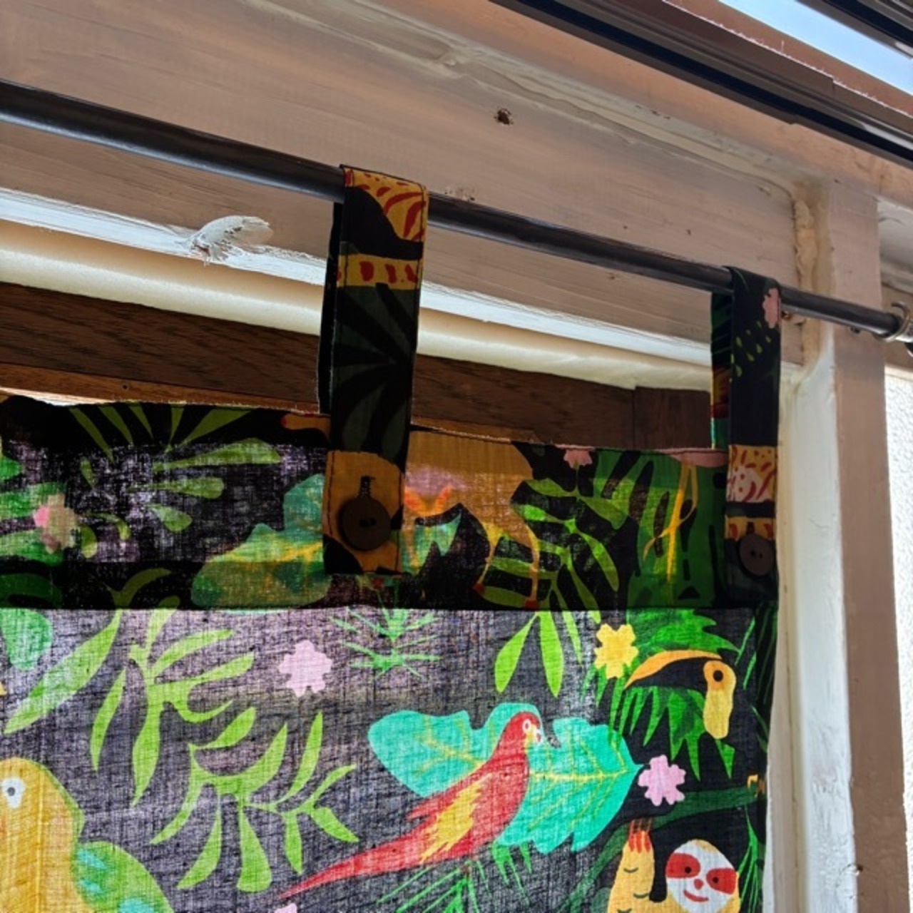 India animal & Botanical  door curtain　インド　アニマル＆ボタニカルドアカーテン　AB　ブラック　100×180cm　間仕切り　暖簾　植物　コットン　木版