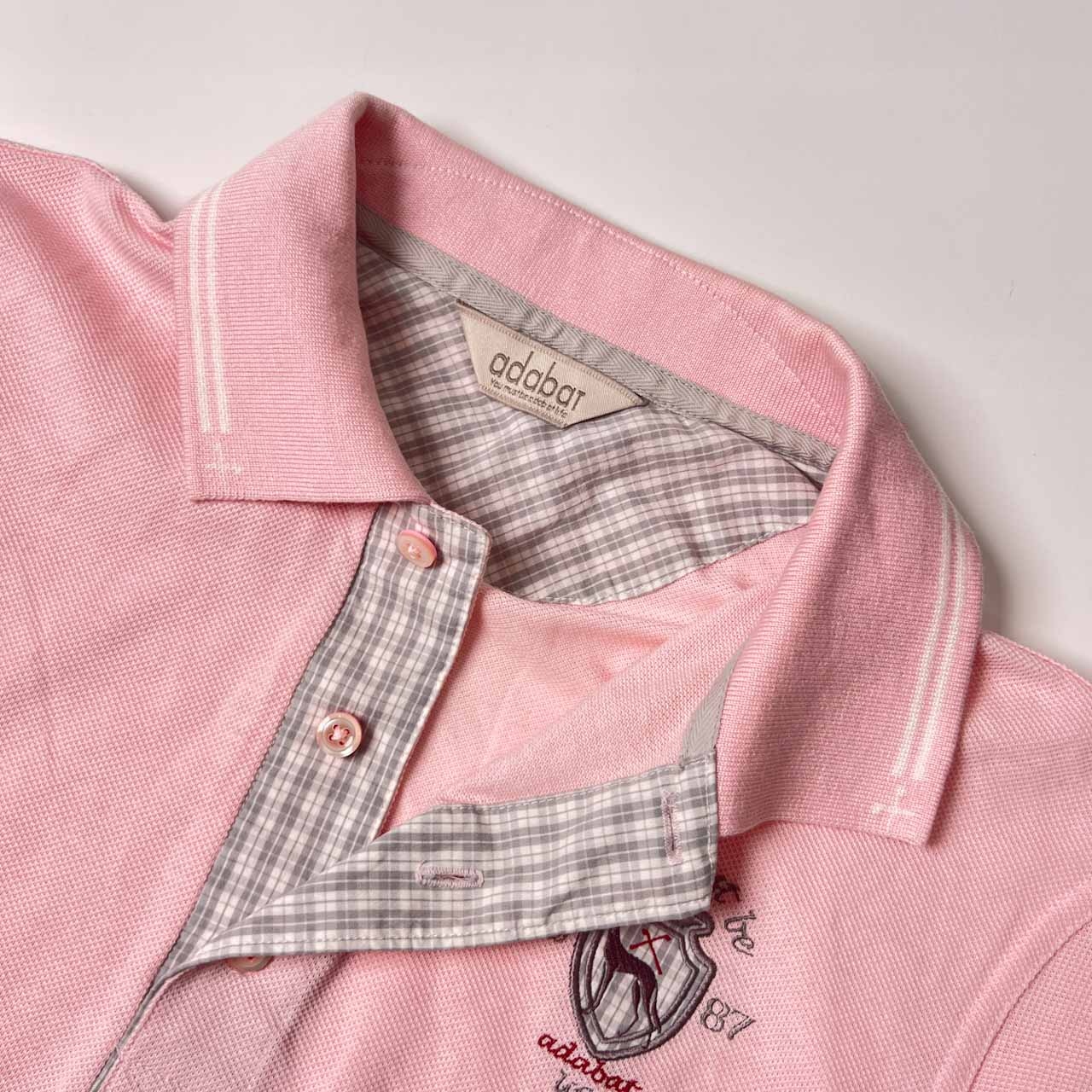 adabat アダバット ワンポイント 鹿の子 半袖 ポロシャツ 46/ピンク メンズ ゴルフ